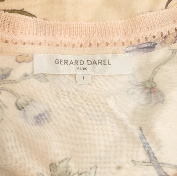 GERARD DAREL VALORA FLORAL-PRINT KNITTED V-NECK SHORT SLEEVE WOMEN'S SIZE MEDIUM - Picture 11 of 16